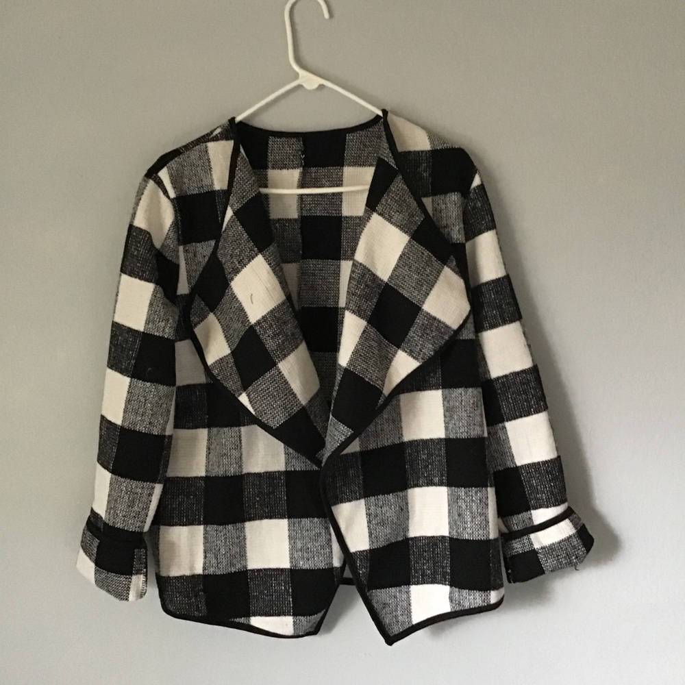Plaid Open Front Jacket